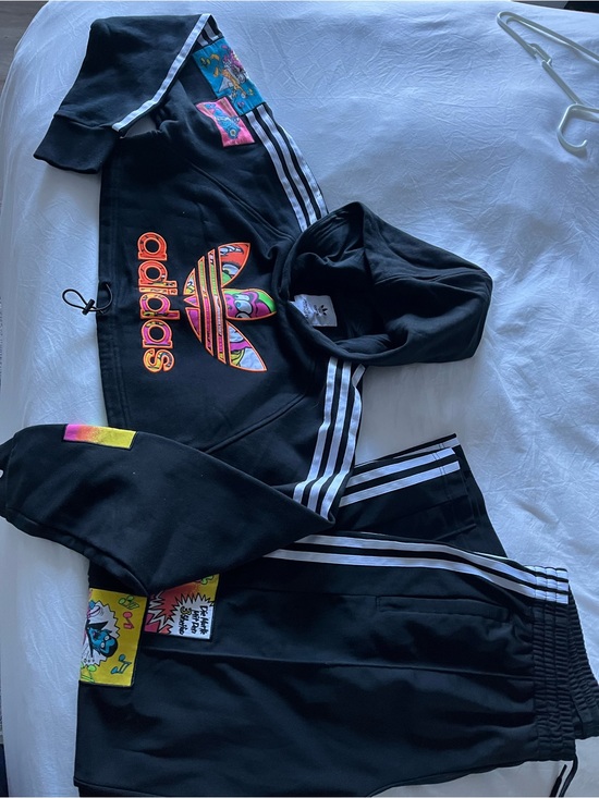 adidas Pants - adidas Black Graphic Trefoil Hoodie & Track Pants Set